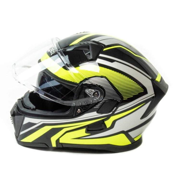 Шлем мото модуляр HIZER (Хайзер) J5906 (S) #1 black/neon yellow (2 визора)