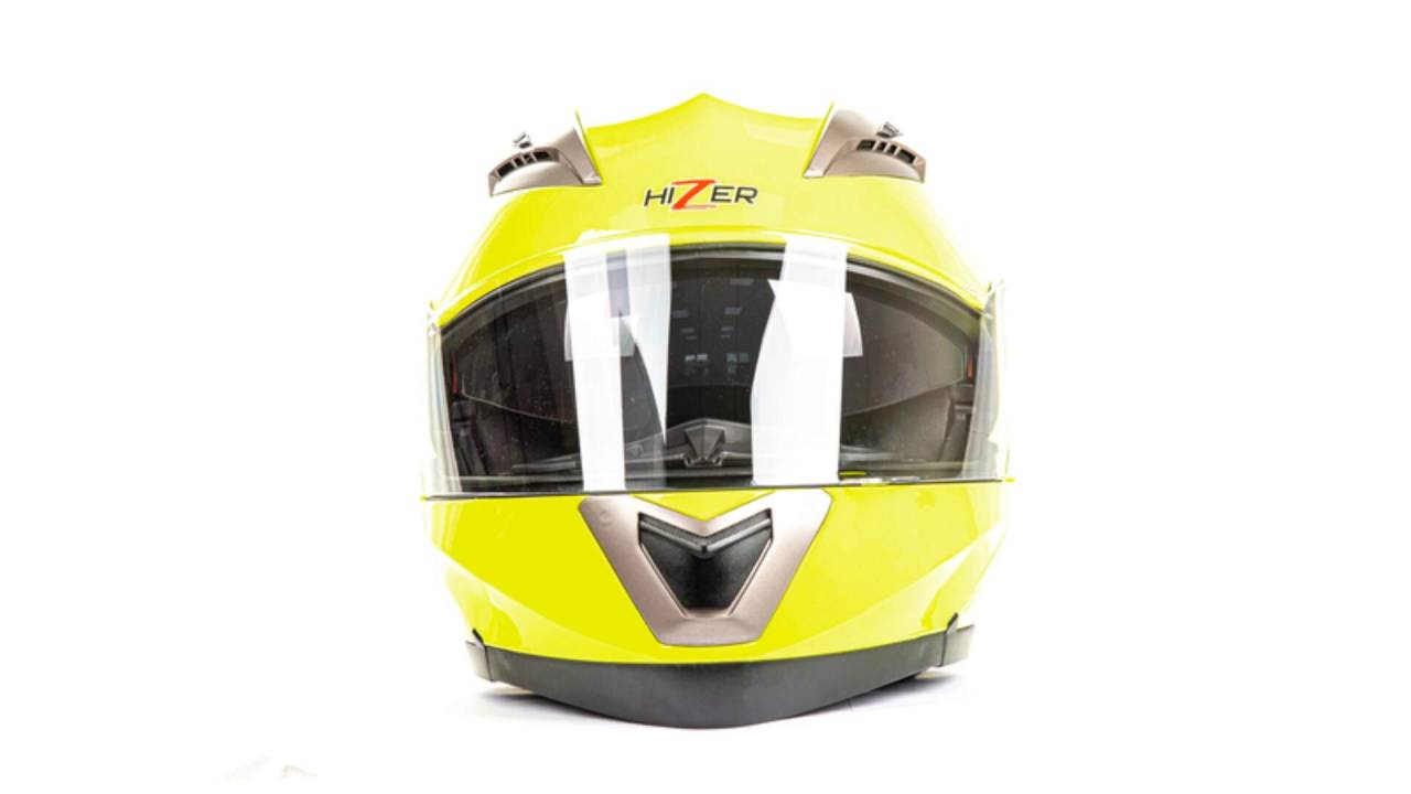 Шлем мото модуляр HIZER (Хайзер) 625 (L) #2 lemon green (2 визора)