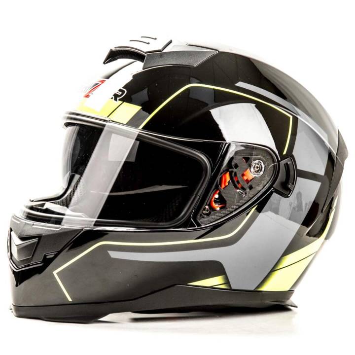 Шлем мото интеграл HIZER (Хайзер) J5318 (M) #1 black/yellow (2 визора)
